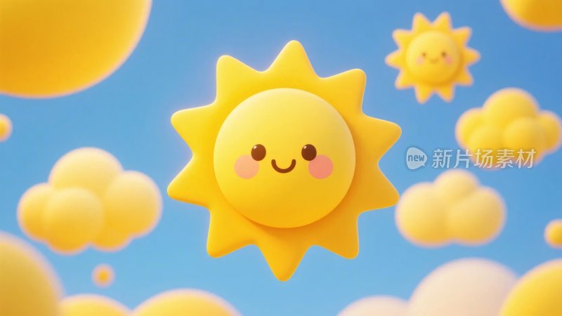 可爱卡通太阳云朵插画