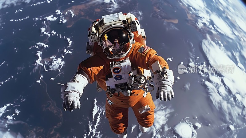 太空漫步宇航员与地球共舞