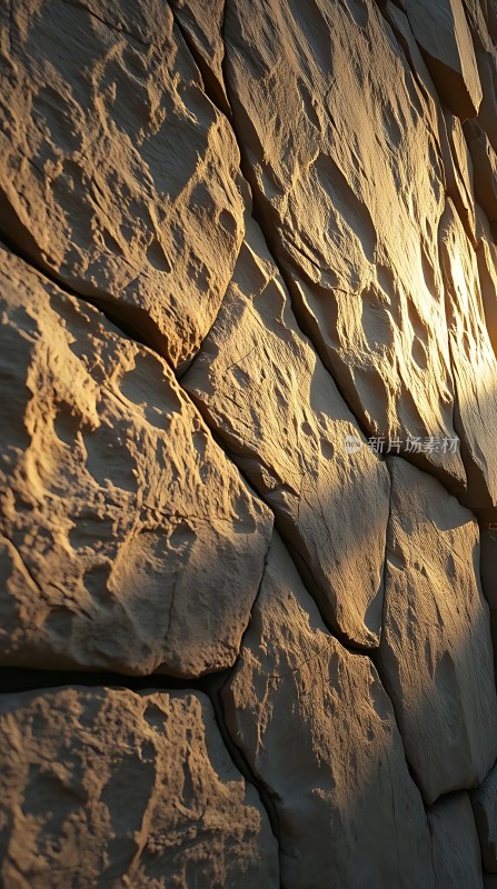 阳光下的石墙纹理
