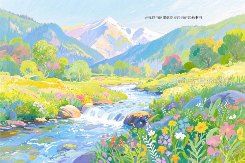山水田园风景插画