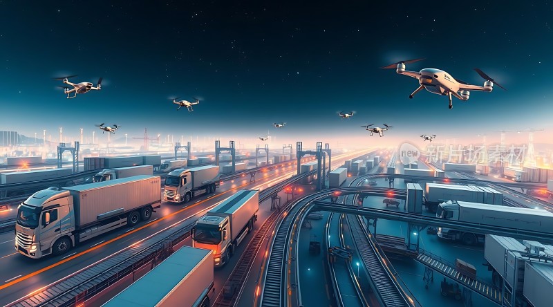 未来物流无人机与卡车协同作业
