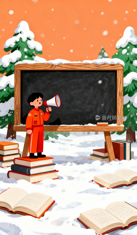 冬天寒假插画背景