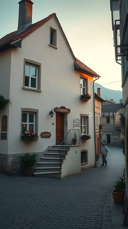 小镇温馨小屋宁静街景