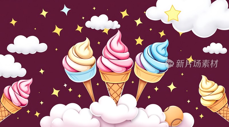 五彩冰淇淋梦幻夜空