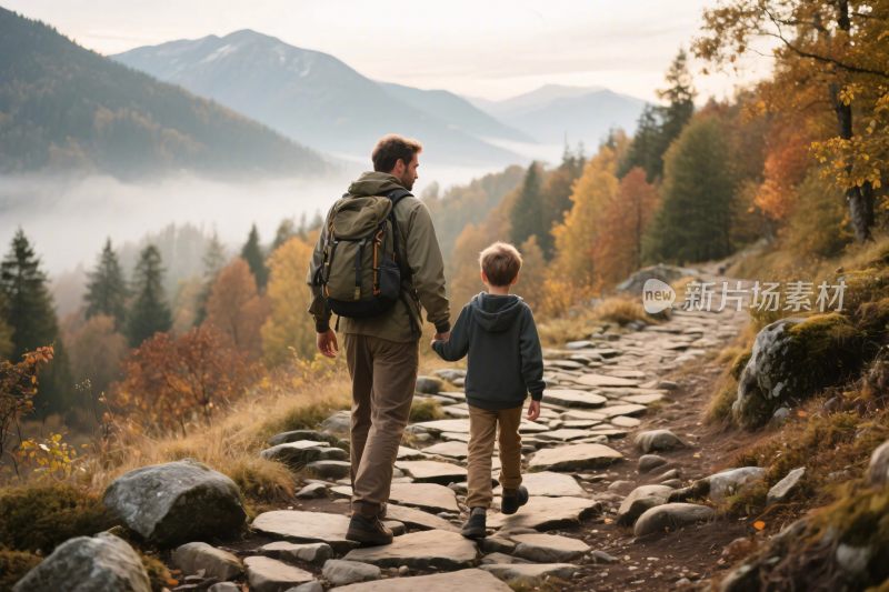 父子山林徒步风光