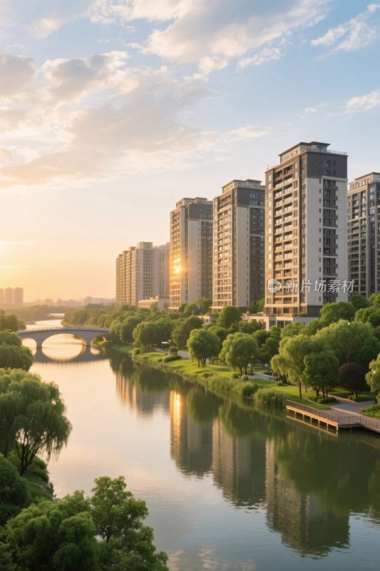 城市滨水建筑风光