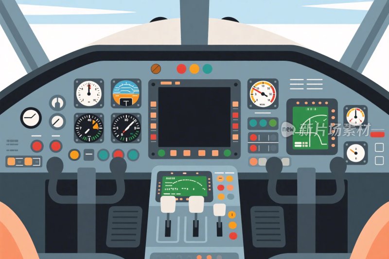 飞机驾驶舱内部插画