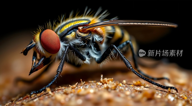 黄黑相间苍蝇特写