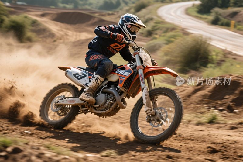 越野摩托车手驰骋赛场