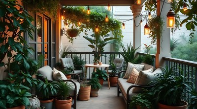 绿意盎然的小阳台温馨舒适的休闲空间 绿意盎然的小阳台温馨舒适的休闲空间