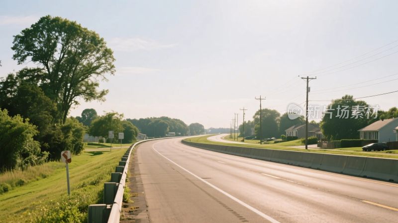 公路边风景写实图