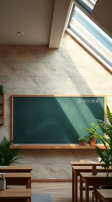 阳光洒满教室绿意盎然的学习空间