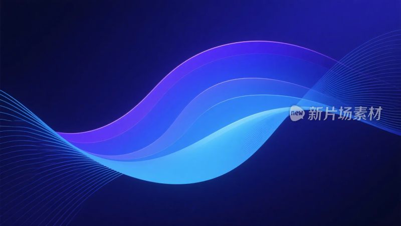 蓝色渐变波浪插画