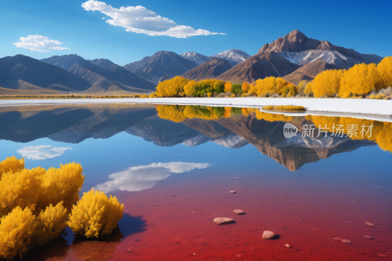 山倒映在红水湖水中高清风景风光图片