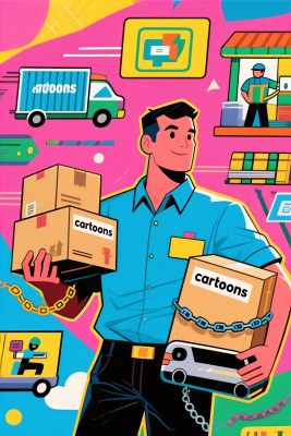 快递配送插画场景