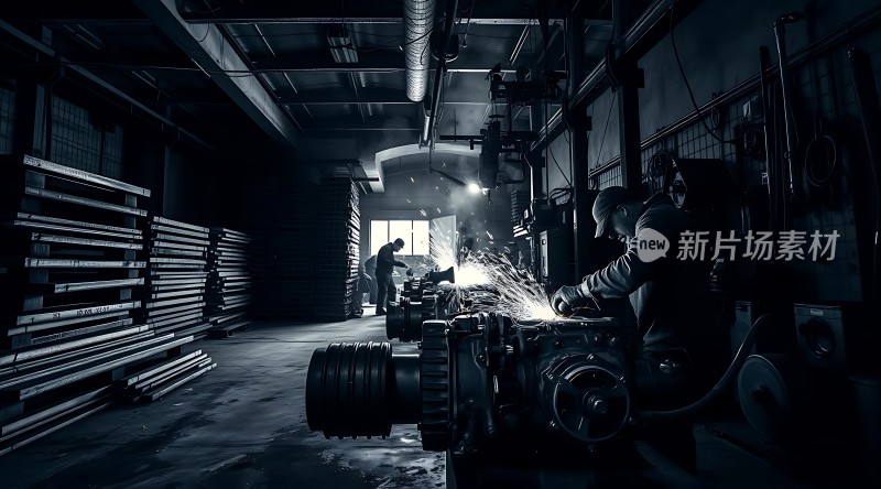 工业车间里的火花四溅