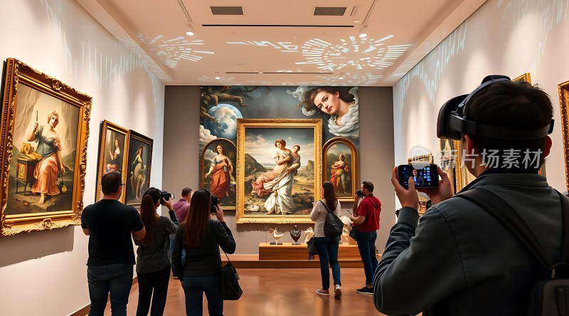 艺术馆内游客欣赏画作沉浸于文化盛宴之中