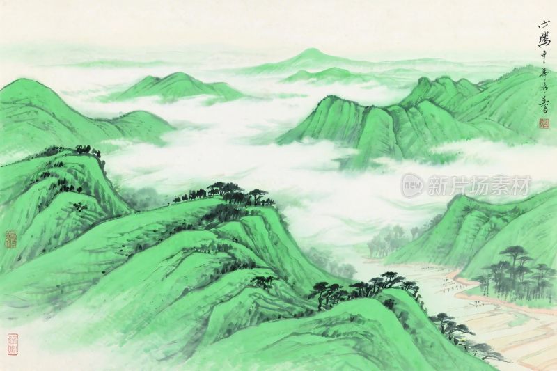 山水云雾水墨画