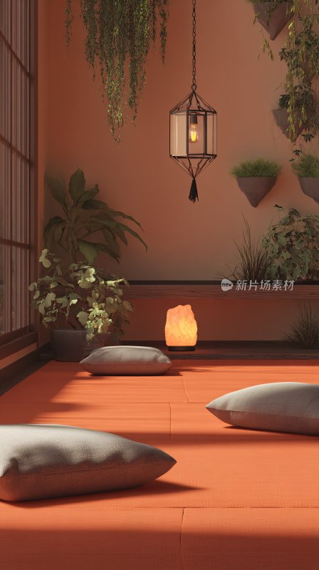 温馨日式室内休闲角落场景