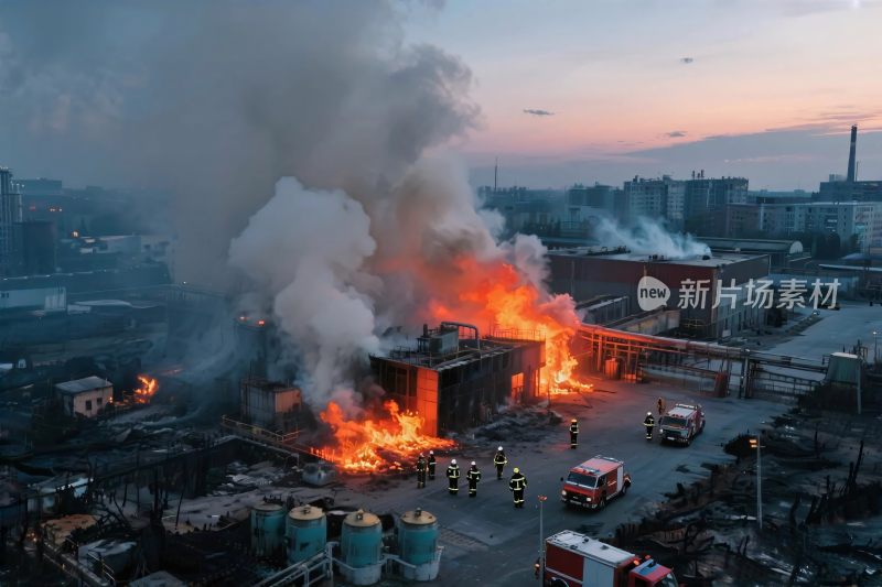 工厂火灾现场摄影图