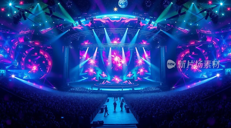 舞台灯光璀璨观众热情高涨的音乐会现场