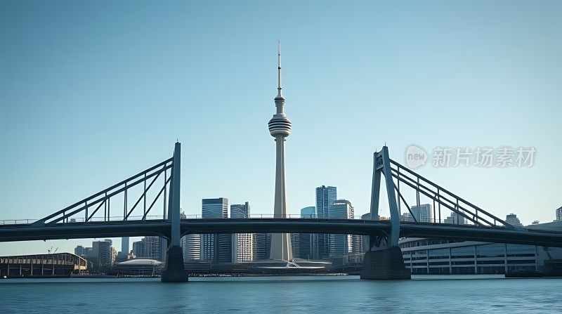 跨江大桥与城市天际线