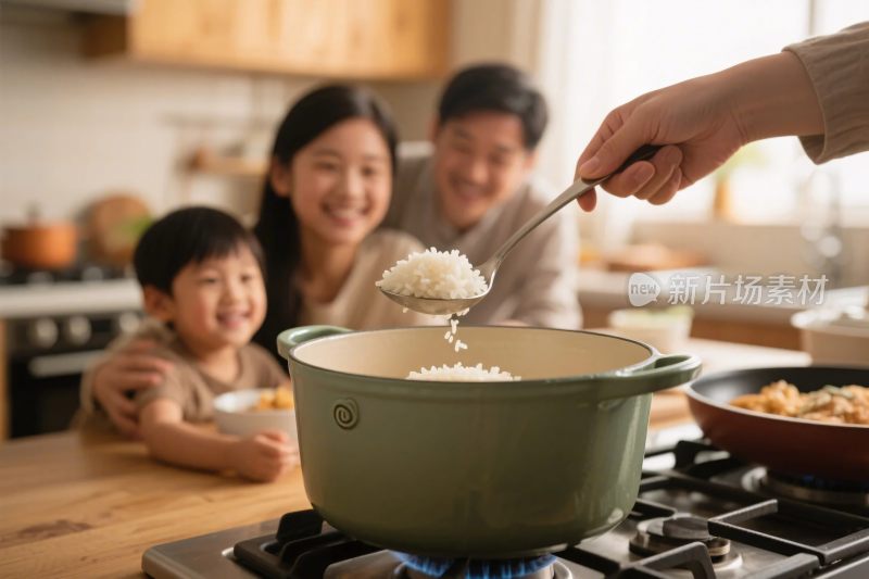 家庭厨房温馨做饭场景