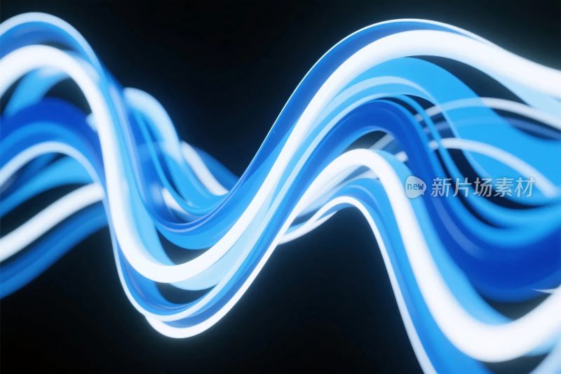 蓝白色动感波浪线条画面
