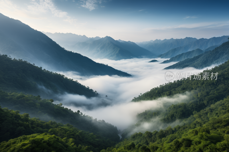 山谷里布满雾气和低云高清风景图片