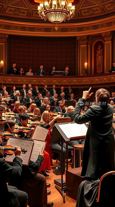 指挥家引领交响乐团演奏