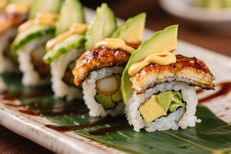 日式鳗鱼寿司展示