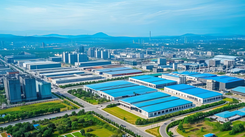 工业园区厂房仓库工厂厂房建筑航拍全景