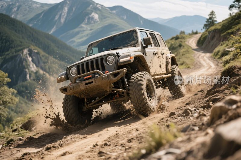 越野车行驶在山间土路上
