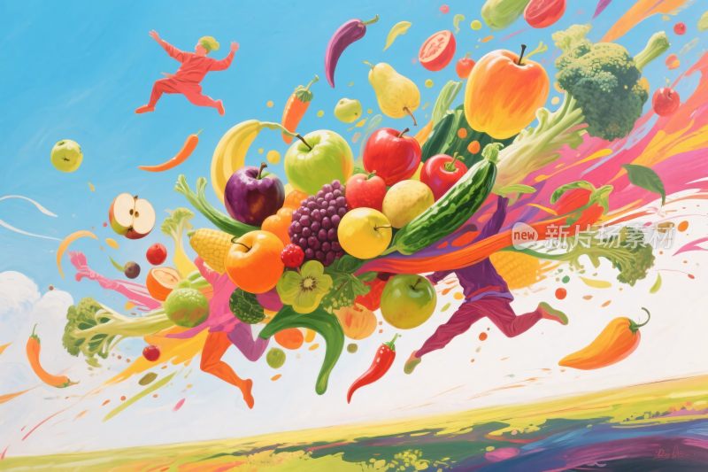 多彩果蔬创意插画