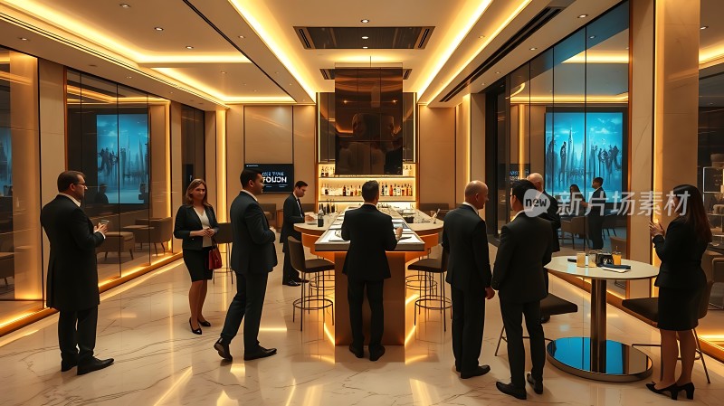 商务人士交流洽谈高端大气会议场景