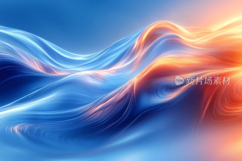 蓝橙渐变流动线条背景