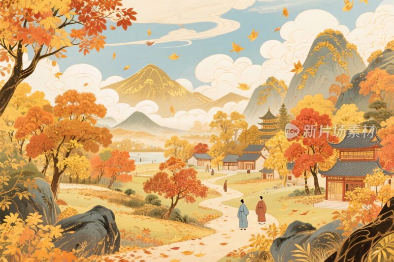 古风山水风景插画