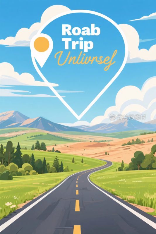 公路旅行插画