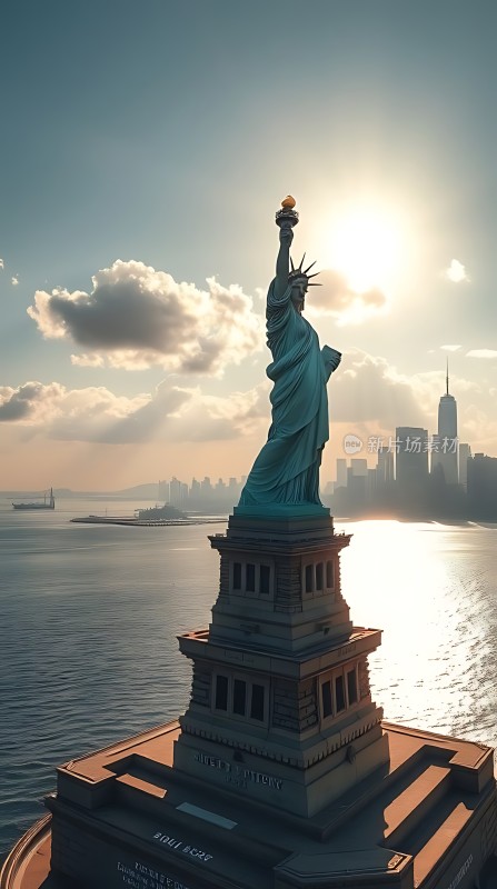 自由女神像与城市天际线