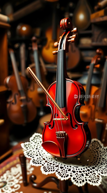 红色小提琴静候演奏