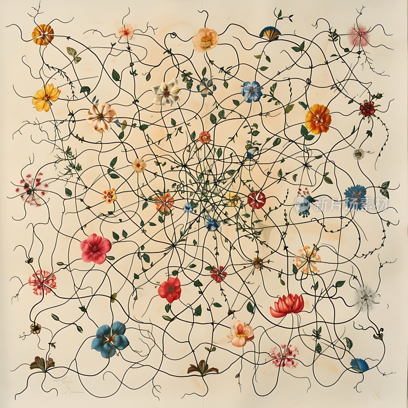 繁花似锦藤蔓缠绕