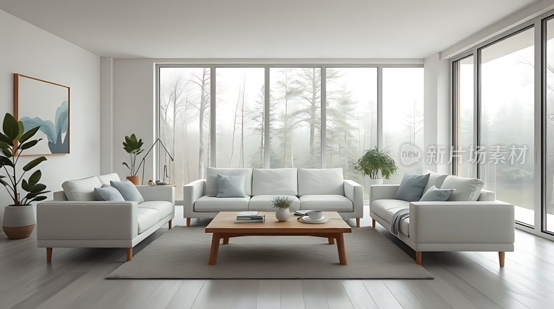 简约现代客厅自然光线充足家具简洁大方