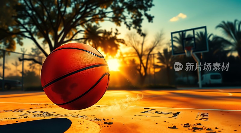 篮球场上的日落