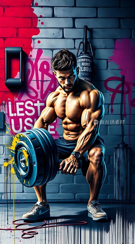 健美肌肉男展示力量与决心