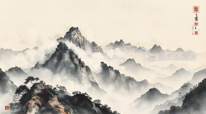 云雾缭绕的山脉