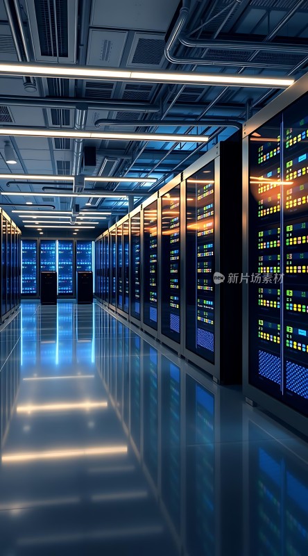 科技感数据中心服务器集群运行中