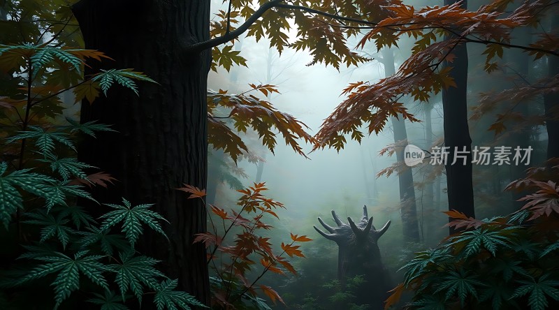 神秘森林中的古老雕像