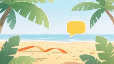 夏日海边插画场景