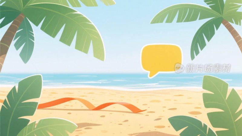 夏日海边插画场景