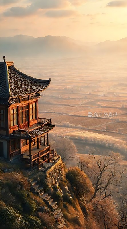 古亭晨曦山间美景